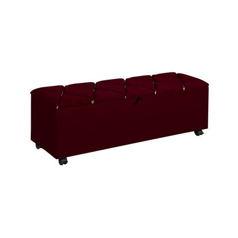 Baú Recamier Vermelho Com Rodinhas 155cm