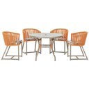 Ver imagem 1 de Mesa com 4 Cadeiras de Jantar Roma 100cm e Noronha em Aluminío Fendi Corda Nautica Estofado 6 Trama