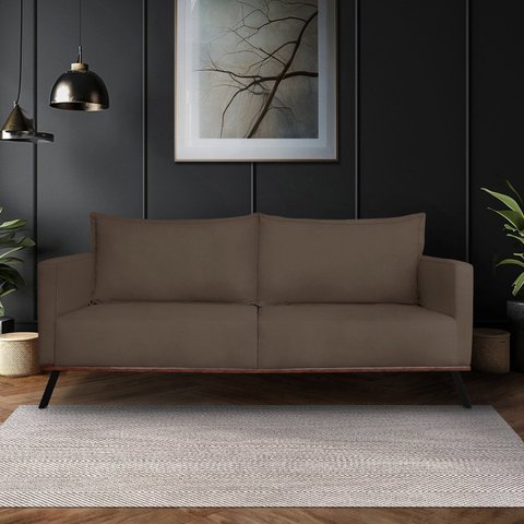 Sofá Living 2 Lugares Veludo 180cm Marrom Zeki