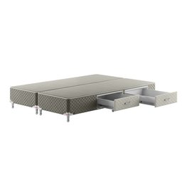 Base Box Gaveta Bipartido King Spubio Incofal Marrom Claro 198x198x40cm - 2