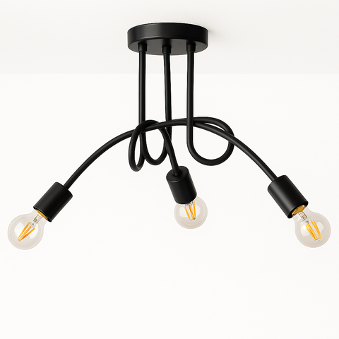 Plafon Laço Aluminio Teto e27 3 Luzes Lumini Lab - Preto Fosco
