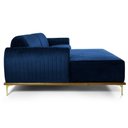 Ver imagem 2 de Sofá 255cm 4 Lugares Chaise Esquerdo Pés Gold Azul Marinho
