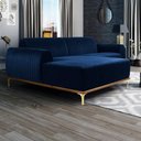 Ver imagem 6 de Sofá 255cm 4 Lugares Chaise Esquerdo Pés Gold Azul Marinho