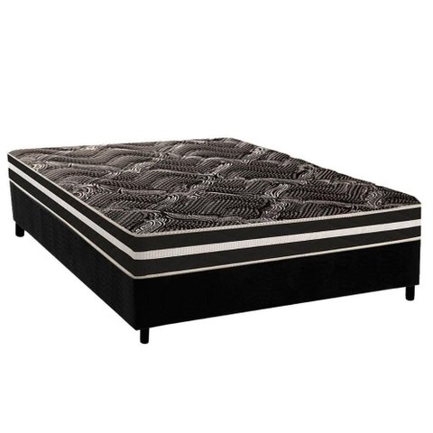 Conjunto Box Casal Colchão Anatômico Paropas D28 Master Ag80 Black Double Face 17 + Base Crc Suede