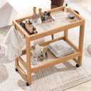 Ver imagem 4 de Aparador Barzinho Carrinho Multiuso Organizador Prateleiras Rodízios Orfeu:perola