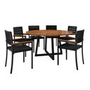 Ver imagem 2 de Conjunto Sala de Jantar Mesa Redonda 6 Cadeiras Barcelona MDF Coliseu Preto Cinamomo/Preto Galaxy