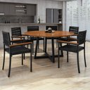Ver imagem 1 de Conjunto Sala de Jantar Mesa Redonda 6 Cadeiras Barcelona MDF Coliseu Preto Cinamomo/Preto Galaxy