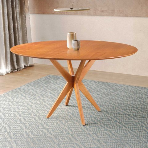 Mesa para Sala de Jantar Base Estrelada 120cm Serena Marrom/Mel