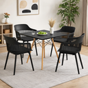Ver imagem 1 de Conjunto Mesa de Jantar Quadrada 90cm com 4 Cadeiras Marcela – Design Moderno e Sofisticado, Preto