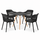 Ver imagem 2 de Conjunto Mesa de Jantar Quadrada 90cm com 4 Cadeiras Marcela – Design Moderno e Sofisticado, Preto
