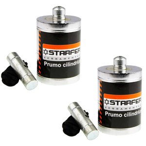 Kit 2 Prumo Cilindrico Nivel Pedreiro Construção Profissional 1000g - Starfer