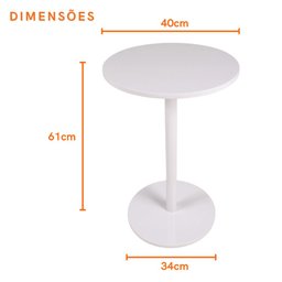 Mesa Lateral de Apoio para Sofá Amalfi Branca em Mdf Redonda 40x61cm Quartos Decorações Sala - 2
