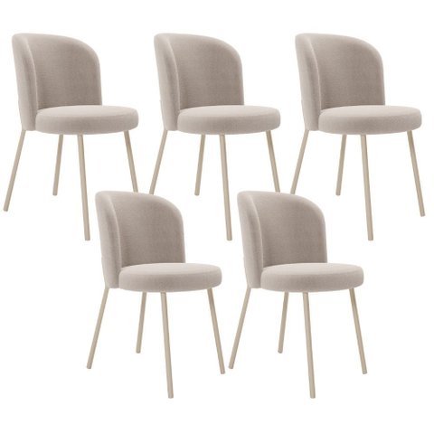 Kit 5 Cadeiras Sala de Jantar Estofada Gavi Arena L02 Bouclê Creme - Lyam Decor