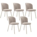 Ver imagem 1 de Kit 5 Cadeiras Sala de Jantar Estofada Gavi Arena L02 Bouclê Creme - Lyam Decor