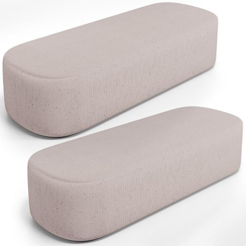 Kit 02 Puffs Decorativos Orgânicos para Living Quarto 195cm Doha W01 Linho Bege - Lyam Decor