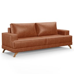 Sofá 3 Lugares 180cm Living Pés Curvos Santi D05 Sintético Camel - Mpozenato - 8
