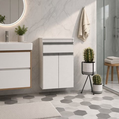 Gabinete de Banheiro 50cm sem Tampo Movel na Caixa