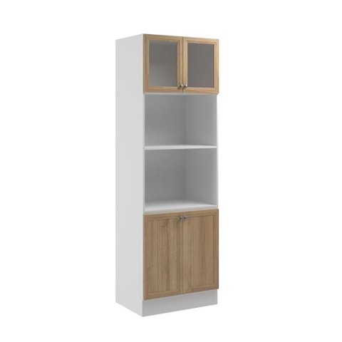 Paneleiro Berlim 2 Portas 5 Prateleiras MDP 70cm Café e Branco