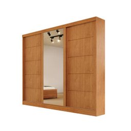 Guarda-roupa solteiro espelho 4 gavetas 2,21m - Capri-Nature - Bianchi Móveis - 1
