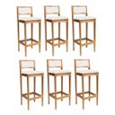 Ver imagem 1 de Kit 6 Banquetas Estofada em Mel com Linho Cru Encosto Palhinha Bruna