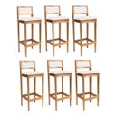 Ver imagem 2 de Kit 6 Banquetas Estofada em Linho Encosto Palhinha Bruna:mel com Linho Cru