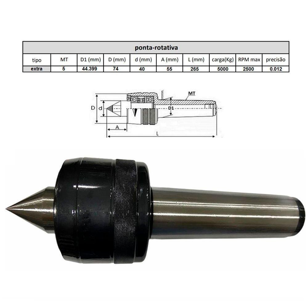 Ponta Rotativa para Torno Cm5 Extra - Carga 5000 (kg) - 2