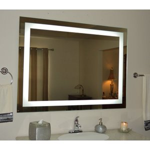 Espelho 4mm Iluminação Led 3 Cores 90x60 Retangular Luz Frente Botão Touch Jateado