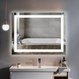 Espelho Iluminação Led Frio Neutro Quente100x60 Retangular Luz Frente Botão Touch Jateado - 5