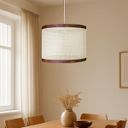 Ver imagem 1 de Lustre Modelo Ravena Moderno Rattan Detalhes Couro Sintético:branco