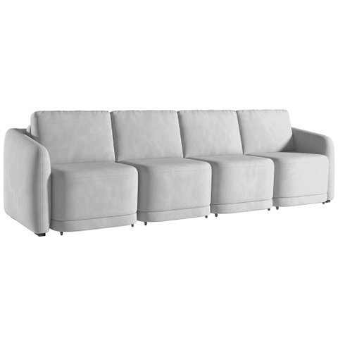 Sofá Cama para Sala de Estar 5 Lugares 436cm Montserrat K01 Veludo Cinza - Lyam Decor