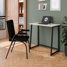 Escrivaninha Computador Dobrável Escritório Home Office Fit Off White - 2