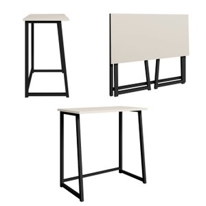 Escrivaninha Computador Dobrável Escritório Home Office Fit Off White