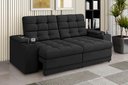 Ver imagem 1 de Sofá Confort Premium 1,70m Assento Retrátil e Reclinável Porta Copos e USB Suede Preto - Xflex