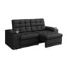 Sofá Confort Premium 1,70m Assento Retrátil/reclinável Porta Copos e Usb Suede Preto - Xflex - 3