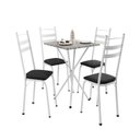 Ver imagem 2 de Conjunto Sala de Jantar Mesa Quadrada 70cm Tampo Granito com 4 Cadeiras Milla Branco/Preto/Ocre