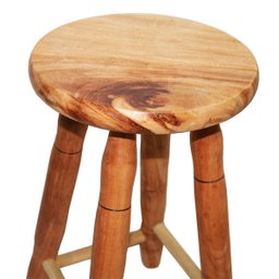 Banquinho Madeira Maciça 70cm Alt Banqueta Balcão Tamborete Banco Alto - 4