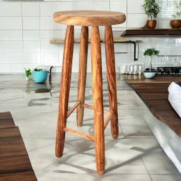 Banquinho Madeira Maciça 70cm Alt Banqueta Balcão Tamborete Banco Alto - 3