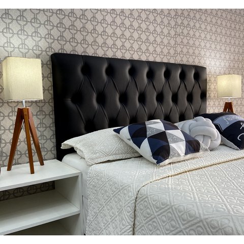 Cabeceira Cama Queen Capitonê Luna Corano Preto 120 Rbl