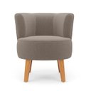 Ver imagem 3 de Poltrona Estofada Tecido Boucle Confortavel para Sala de Espera Pés de Madeira Resistente Elegante