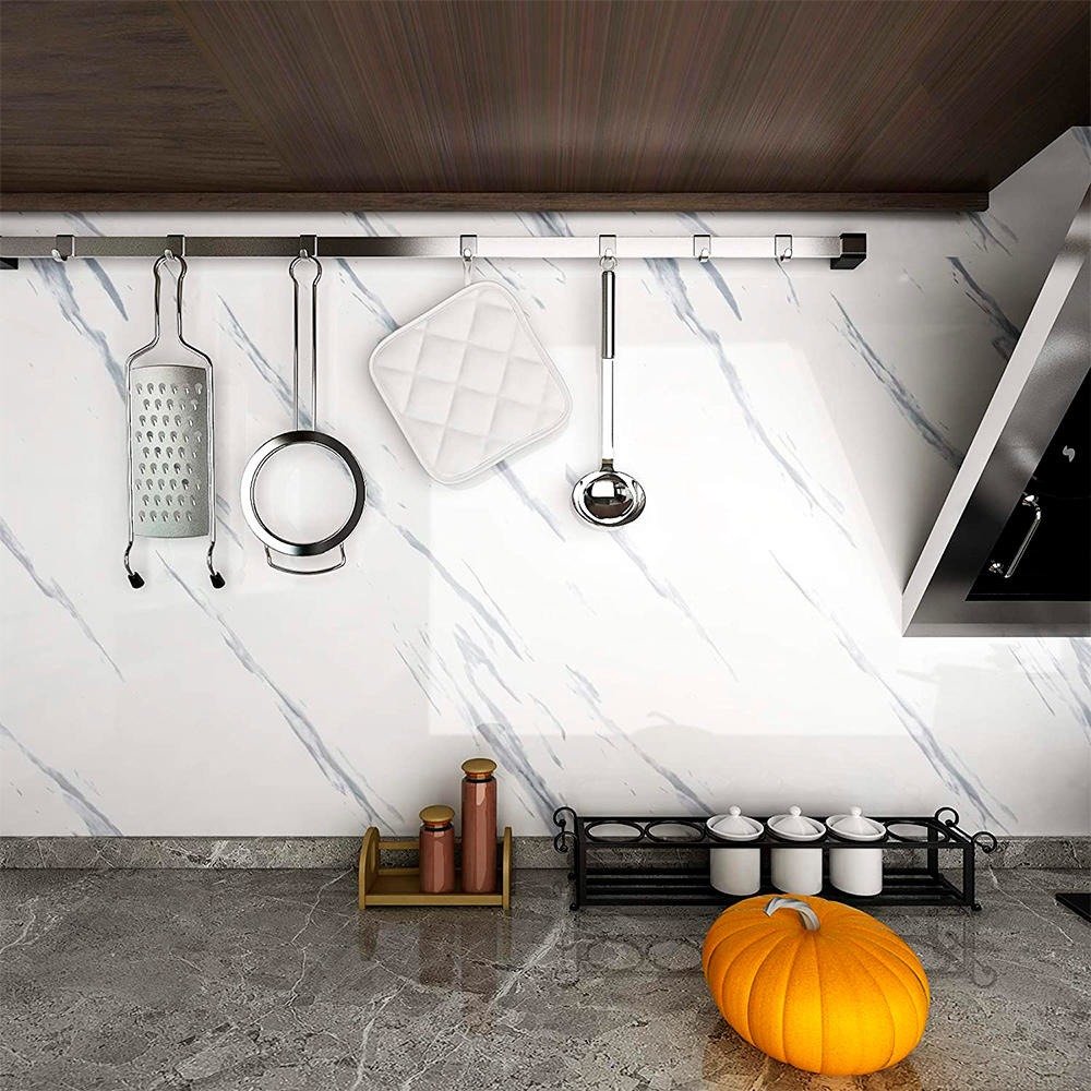 Papel de Parede Adesivo Cozinha Anti-oil Marmore Carrara 500x60cm - 6