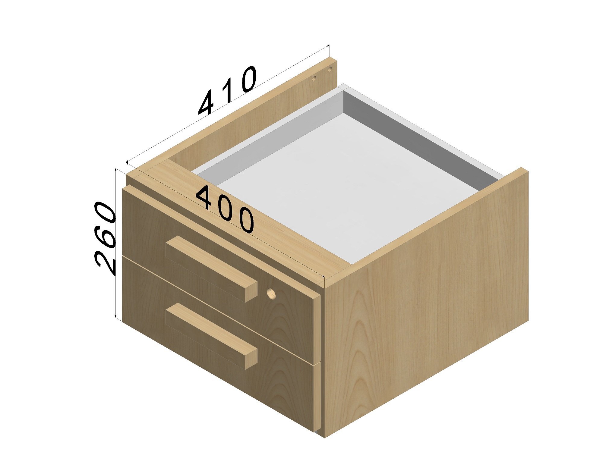 Gaveteiro Fixo 02 Gavetas para Mesas 40cmx41cmx26cm - Carvalho Treviso - Gaveteiro para Mesa, Gaveta - 6