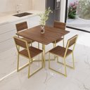 Ver imagem 1 de Conjunto Mesa de Jantar Quadrada 4 Cadeiras Imbuia Riviera Industrial Dourado Don Castro Decor Rivie