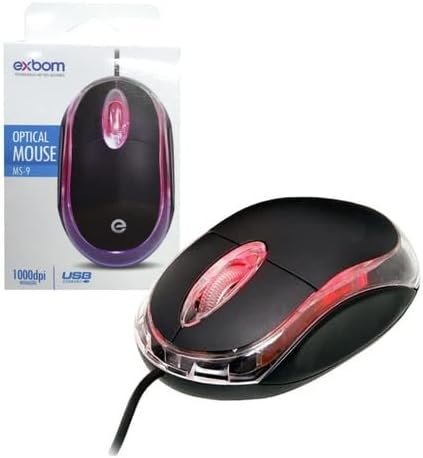 Mouse Optico Ms-9 1000dpi Usb com Fio Exbom Led Preto - 1