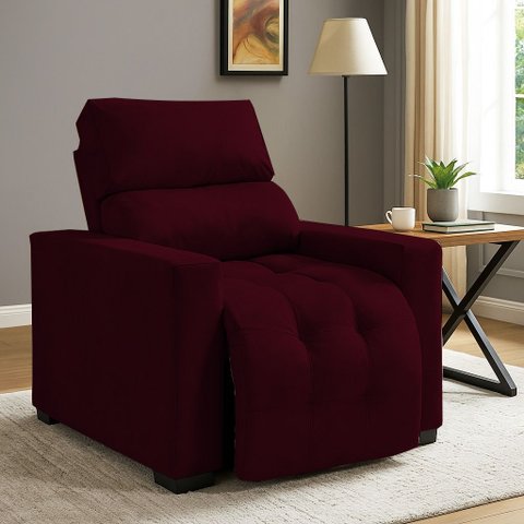 Poltrona Cadeira do Papai e Mamãe Reclinável Retrátil para Sala de Descanso Madri Bordo