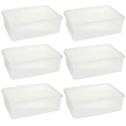 Kit 6 Caixas Organizadoras Plásticas Empilháveis com Tampa 3,5l Plasvale Retangular - 1