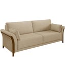 Ver imagem 5 de Kit Sofá 3 Lugares Sala Estar 222 com Poltrona Stefan Pés Madeira M03 Linho Bege Escuro - Lyam Decor