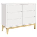 Ver imagem 2 de Cômoda 6 Gavetas e Guarda Roupa 3 Portas New Classic Branco com Pés Madeira Natural – Reller