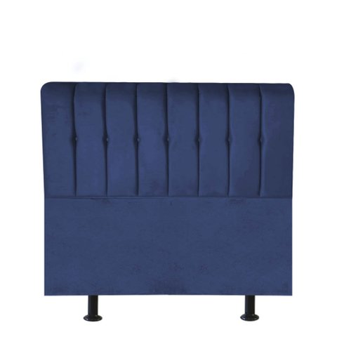 Cabeceira Estofada Kiara 90cm Solteiro Box Quarto Suede Azul Marinho - Ahazzo Móveis