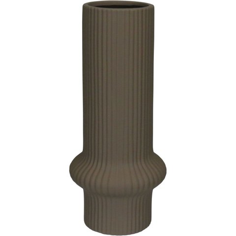 Vaso Decorativo Enfeite Casa Redondo Home&co Cerâmica 30x11x11cm Cinza