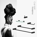 Ver imagem 2 de Kit Acessórios para Banheiro Troia 5 Peças Suporte Preto 2080tr